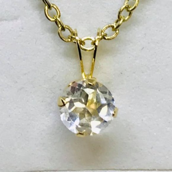 1CT 5A Diamonique Solitaire 14k Yellow Gold Plated Necklace - Picture 4 of 5